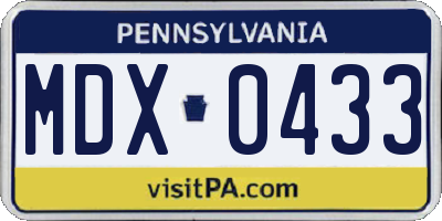 PA license plate MDX0433