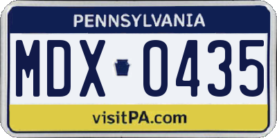 PA license plate MDX0435