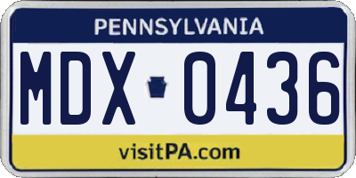 PA license plate MDX0436