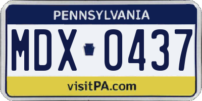 PA license plate MDX0437