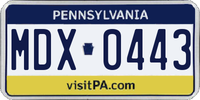 PA license plate MDX0443