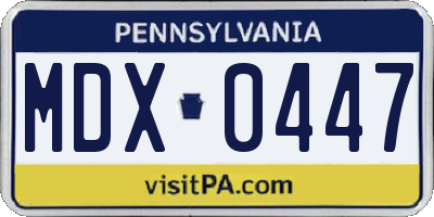 PA license plate MDX0447