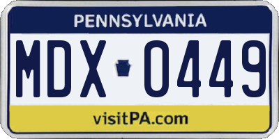 PA license plate MDX0449