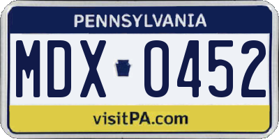 PA license plate MDX0452