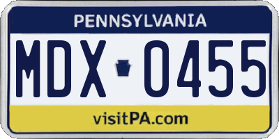 PA license plate MDX0455