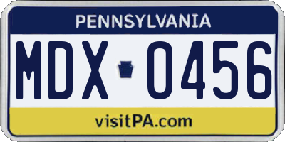 PA license plate MDX0456
