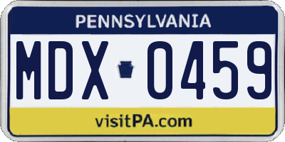 PA license plate MDX0459