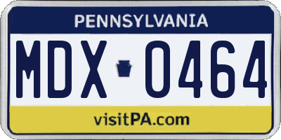 PA license plate MDX0464