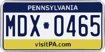 PA license plate MDX0465