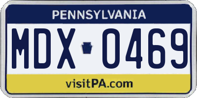 PA license plate MDX0469