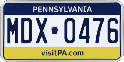 PA license plate MDX0476