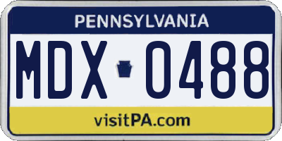PA license plate MDX0488