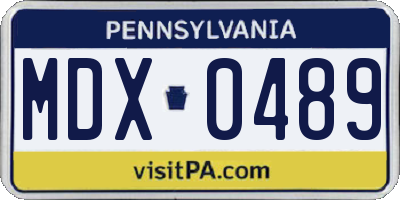 PA license plate MDX0489