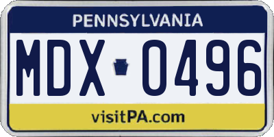 PA license plate MDX0496