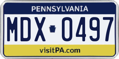 PA license plate MDX0497