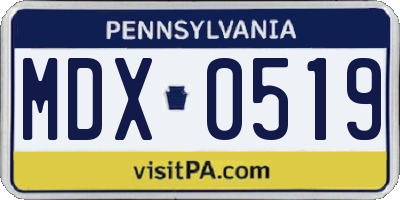 PA license plate MDX0519