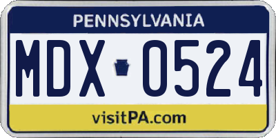 PA license plate MDX0524