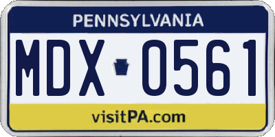 PA license plate MDX0561