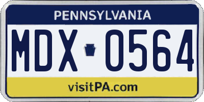 PA license plate MDX0564