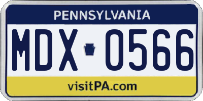 PA license plate MDX0566