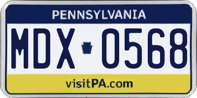 PA license plate MDX0568