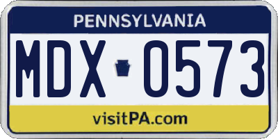 PA license plate MDX0573