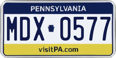 PA license plate MDX0577