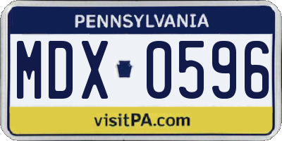 PA license plate MDX0596