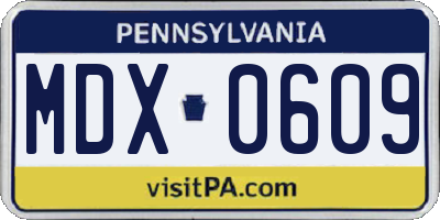PA license plate MDX0609