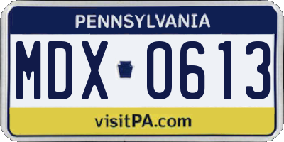 PA license plate MDX0613