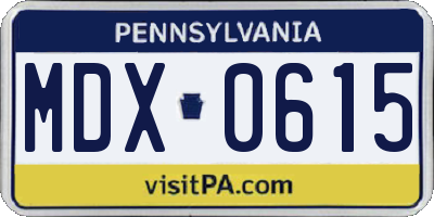 PA license plate MDX0615