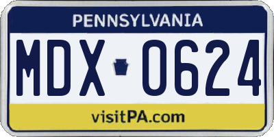 PA license plate MDX0624