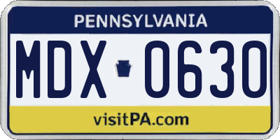 PA license plate MDX0630