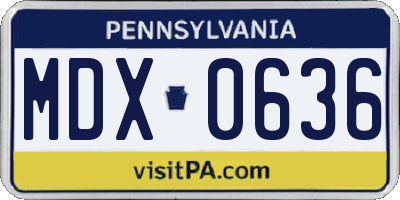 PA license plate MDX0636