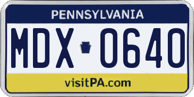 PA license plate MDX0640