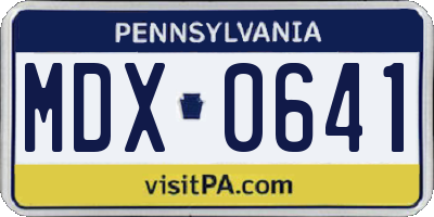 PA license plate MDX0641