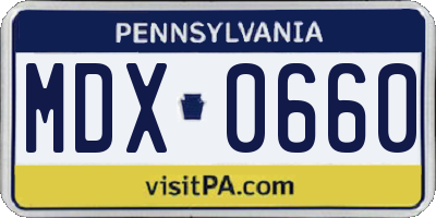 PA license plate MDX0660