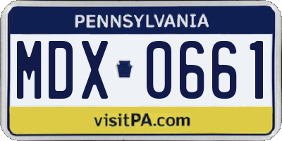 PA license plate MDX0661