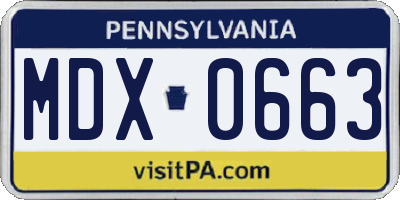 PA license plate MDX0663