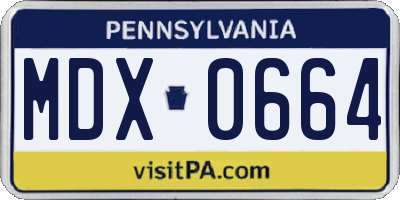 PA license plate MDX0664