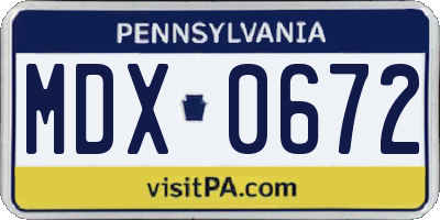 PA license plate MDX0672
