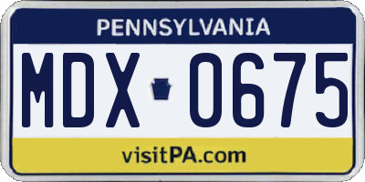 PA license plate MDX0675