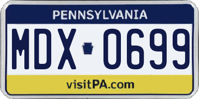 PA license plate MDX0699
