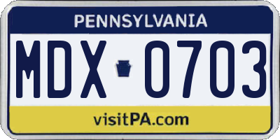 PA license plate MDX0703