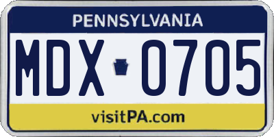 PA license plate MDX0705