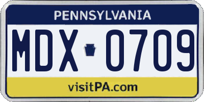 PA license plate MDX0709