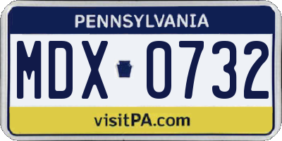 PA license plate MDX0732