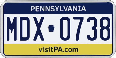 PA license plate MDX0738