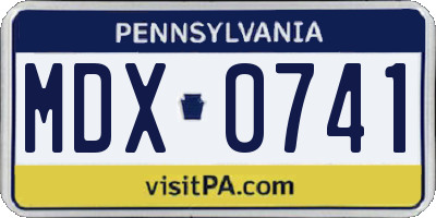PA license plate MDX0741