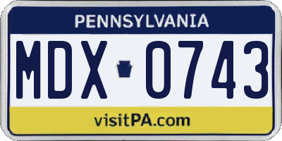 PA license plate MDX0743